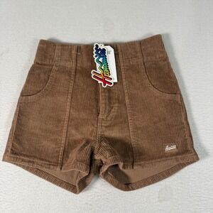 Hammies Corduroy Shorts Womens Size 24 Brown Cotton Stretch Retro 70s Style New
